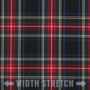 Scottish Tartan Fabric Stretch Black Stuwart - (Scottish Tartans Fabric)