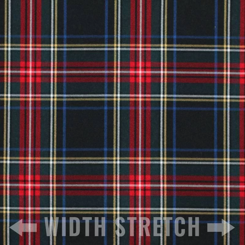 Schotse Ruit Stof Stretch Black Stuwart
