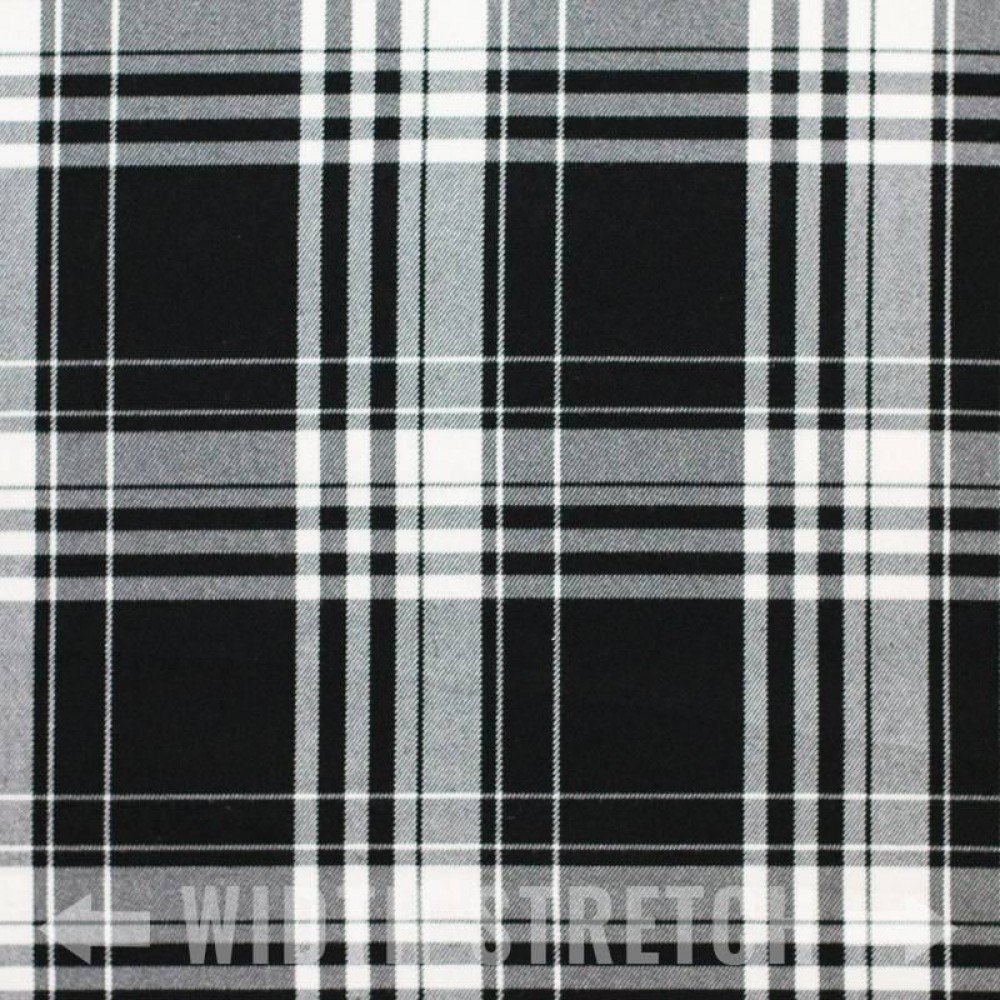 Scottish Tartan Fabric Stretch Menzies Black Scottish Tartan Fabric Stretch Menzies Black