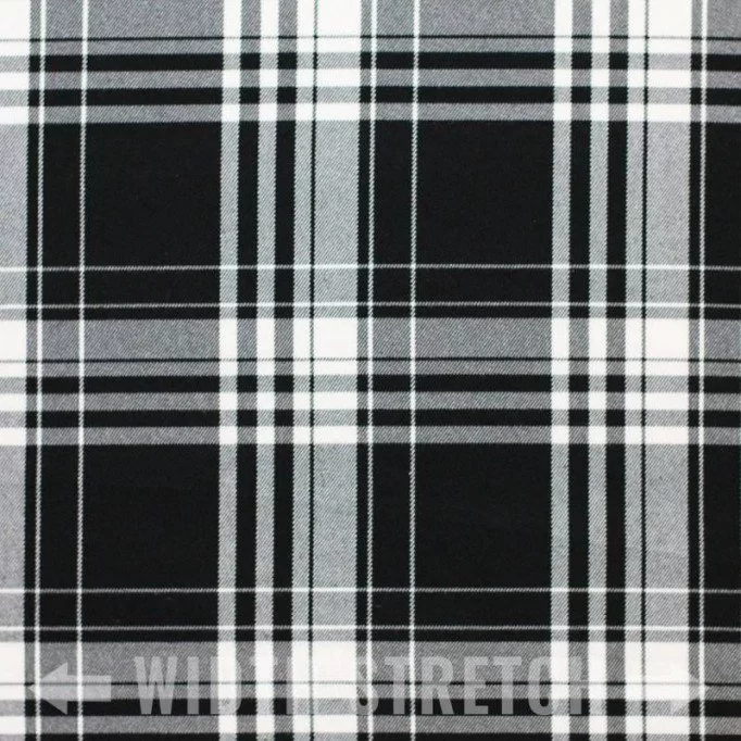 Skotskternet Stof Stretch Menzies Black - (Skotskternet Stof)