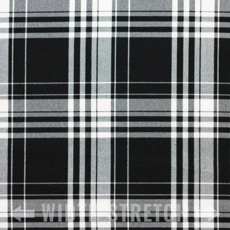 Schotse Ruit Stof Stretch Menzies Black