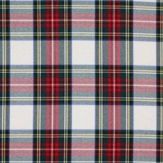 Scottish Tartan Fabric White Stuwart