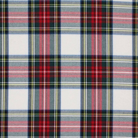 Scottish Tartan Fabric White Stuwart Scottish Tartan Fabric White Stuwart