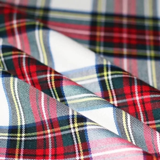 Scottish Tartan Fabric White Stuwart - (Scottish Tartans Fabric)