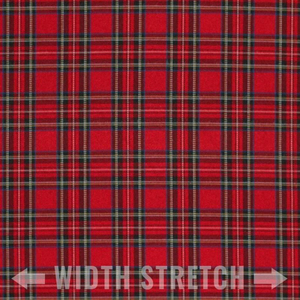 Scottish Tartan Fabric Stretch Small Red Stuwart Scottish Tartan Fabric Stretch Small Red Stuwart