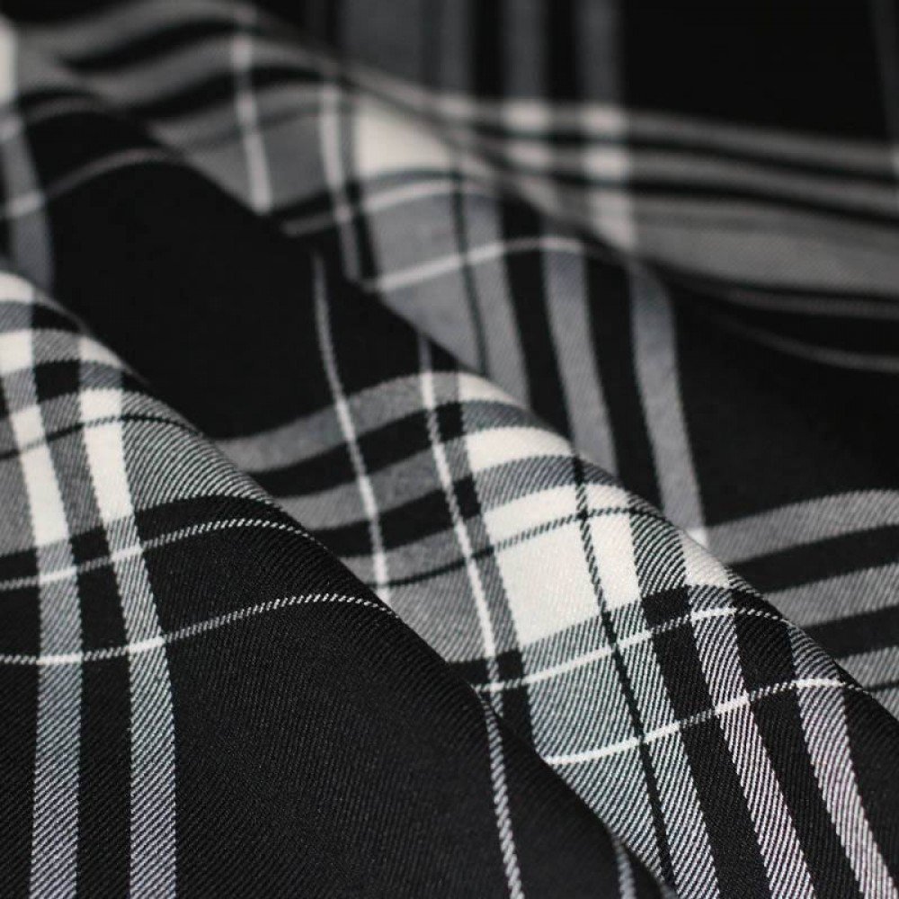 Scottish Tartan Fabric Stretch Menzies Black Scottish Tartan Fabric Stretch Menzies Black