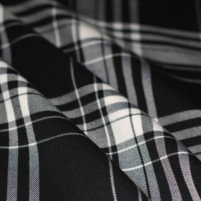 Tessuto Scozzesi Stretch Menzies Black - (Tessuti Scozzesi)