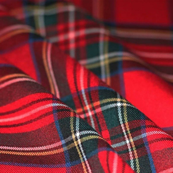 Schotse Ruit Stof Stretch Red Stuwart - (Schotse Ruiten Stoffen)