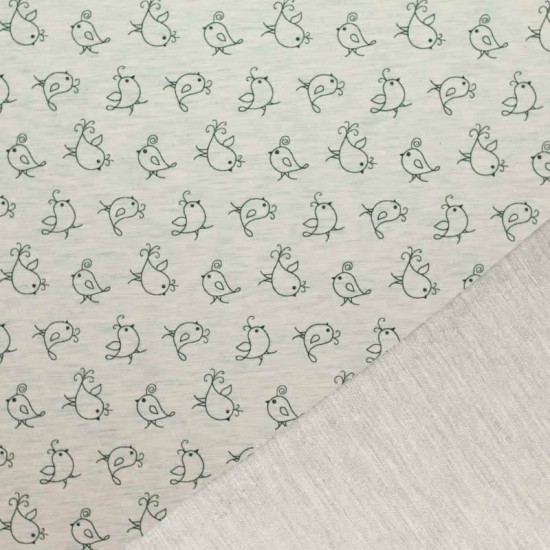Mi & Joe Fabrics Sweat - Bird Ecru Melange Mi & Joe Fabrics Sweat - Bird Ecru Melange