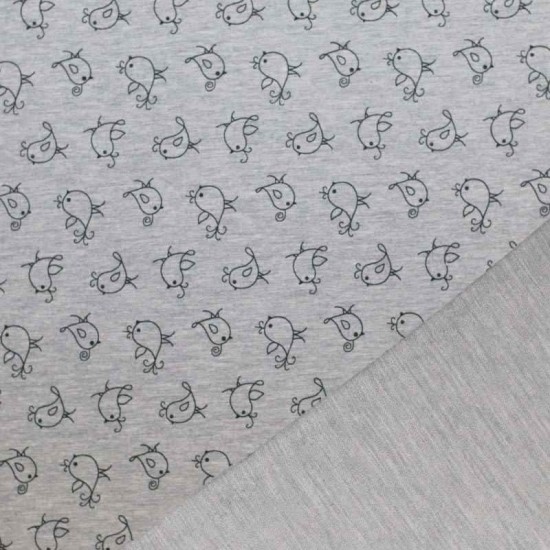 Mi & Joe Fabrics Sweat - Bird Grey Melange Mi & Joe Fabrics Sweat - Bird Grey Melange