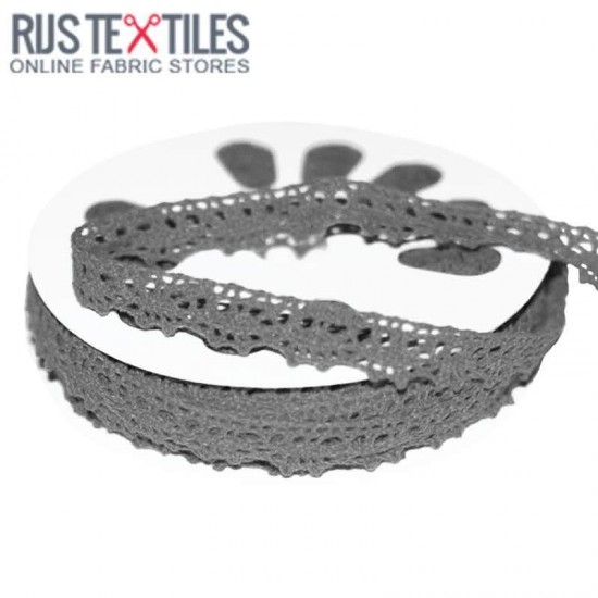 Crochet Lace Trim Dark Grey 15mm Crochet Lace Trim Dark Grey 15mm
