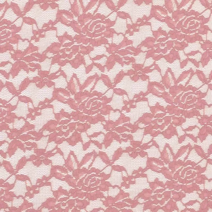 Tissu Dentelle Élastique Vieux Rose - (Dentelle Tissu )