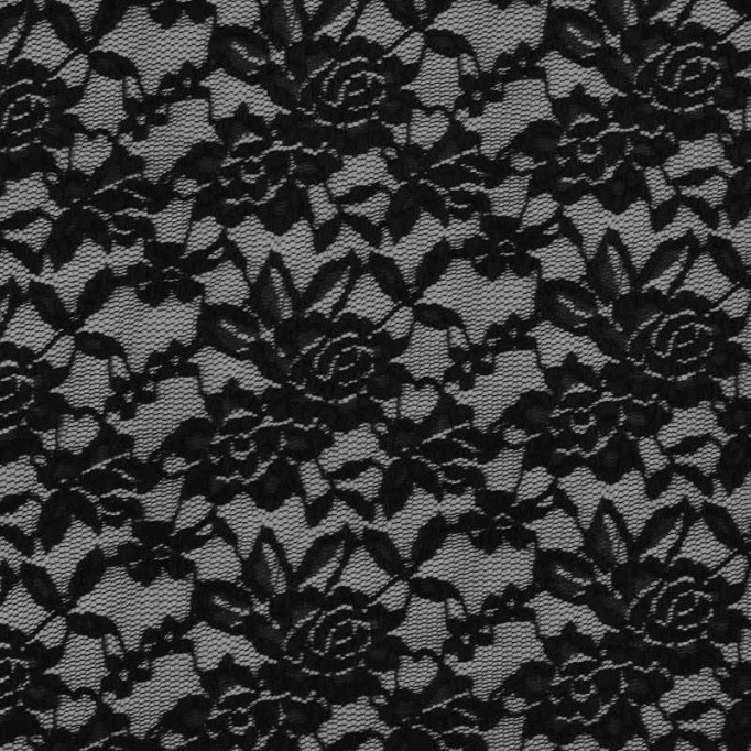 Tissu Dentelle Élastique Noir - (Dentelle Tissu )
