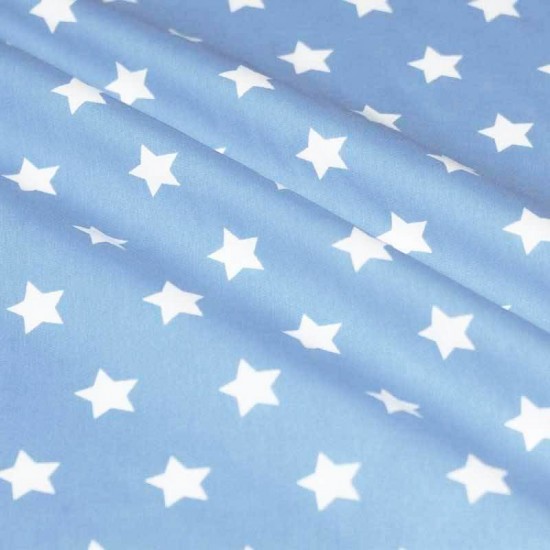 Katoenen Sterren Licht Blauw 20 mm Katoenen Sterren Licht Blauw 20 mm