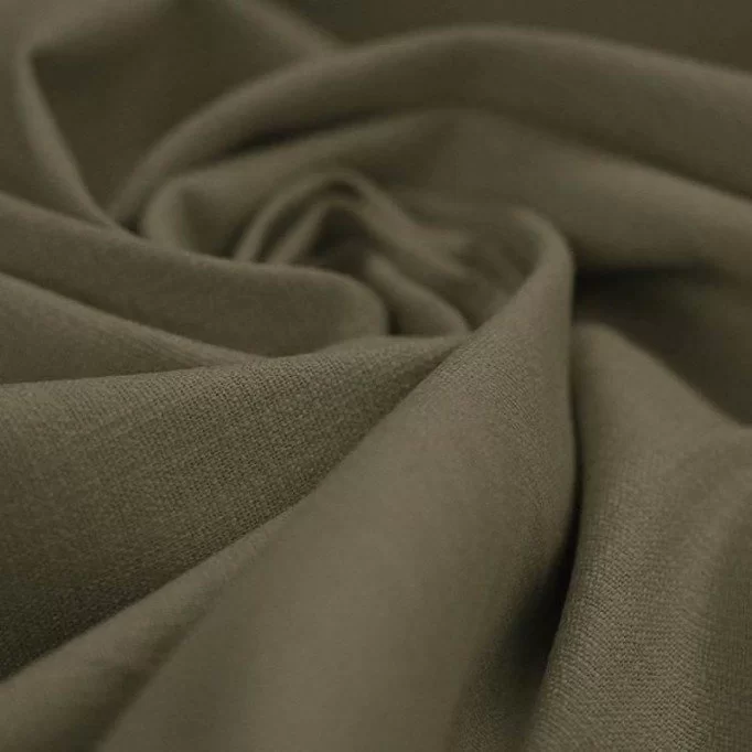 Tissu Lin Stretch Armée Verte - (Tissus De Mode)