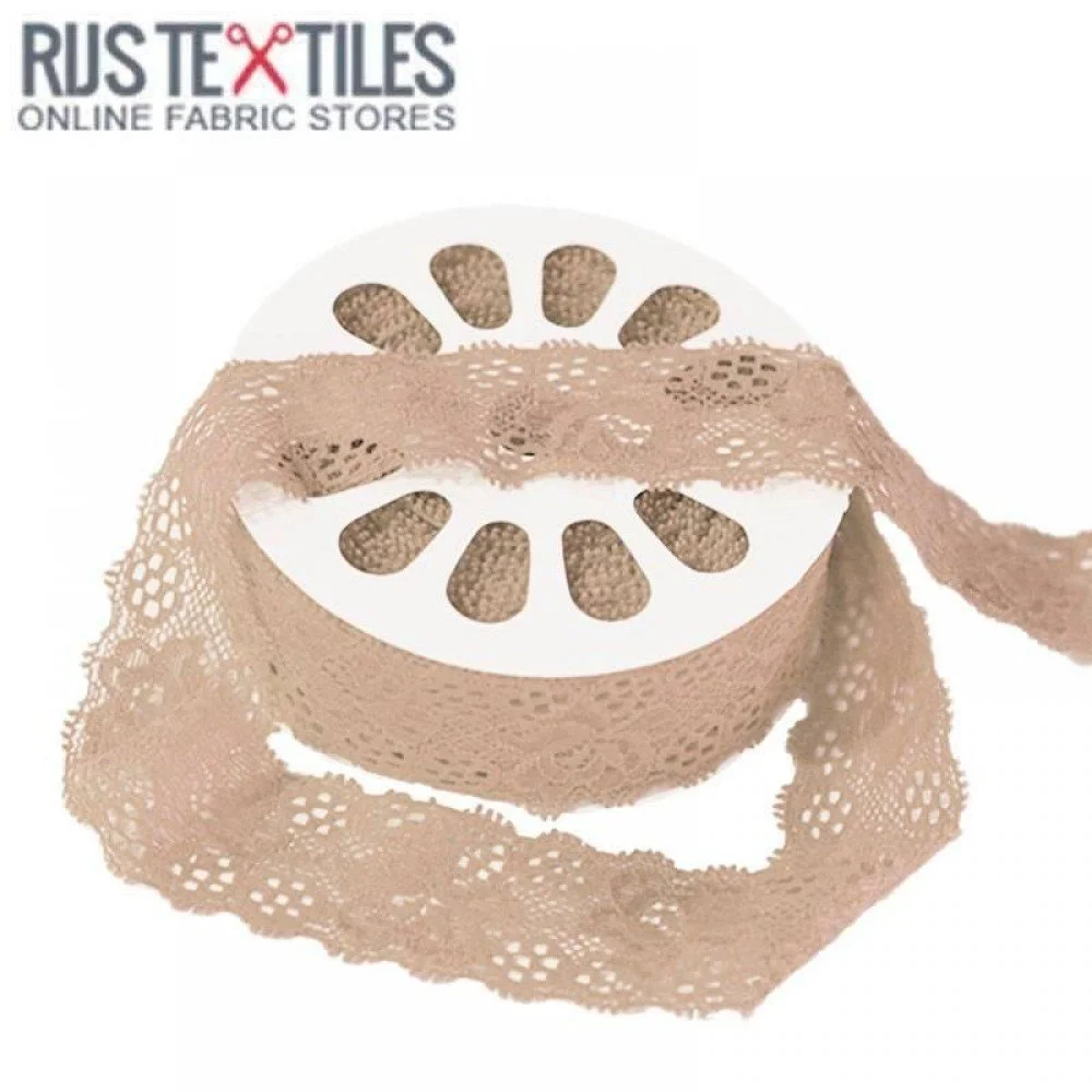 Stretch Spitzenband Beige 35mm 