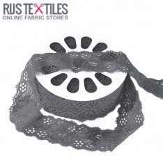 Stretch Lace Trim Dark Grey 35mm 
