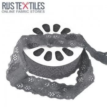 Ruban Dentelle Élastique Gris Foncé 35mm  Ruban Dentelle Élastique Gris Foncé 35mm