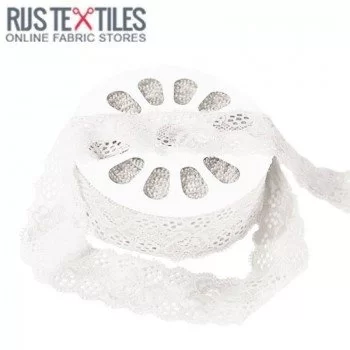 Ruban Dentelle Élastique Blanc 35mm 