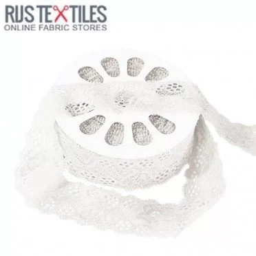 Ruban Dentelle Élastique Blanc 35mm  Ruban Dentelle Élastique Blanc 35mm  - (Ruban Dentelle Élastique)