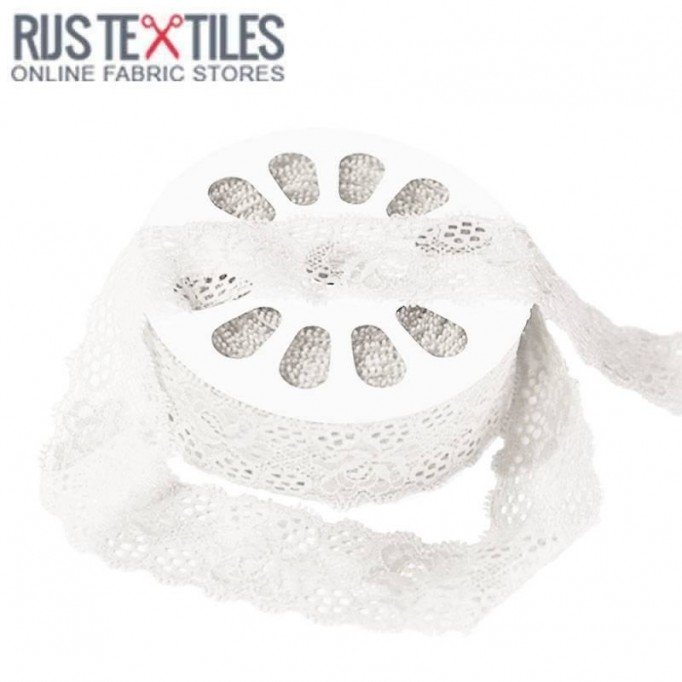Nastro Pizzo Elastico Bianco 35mm  - (Nastro Pizzo Elastico)