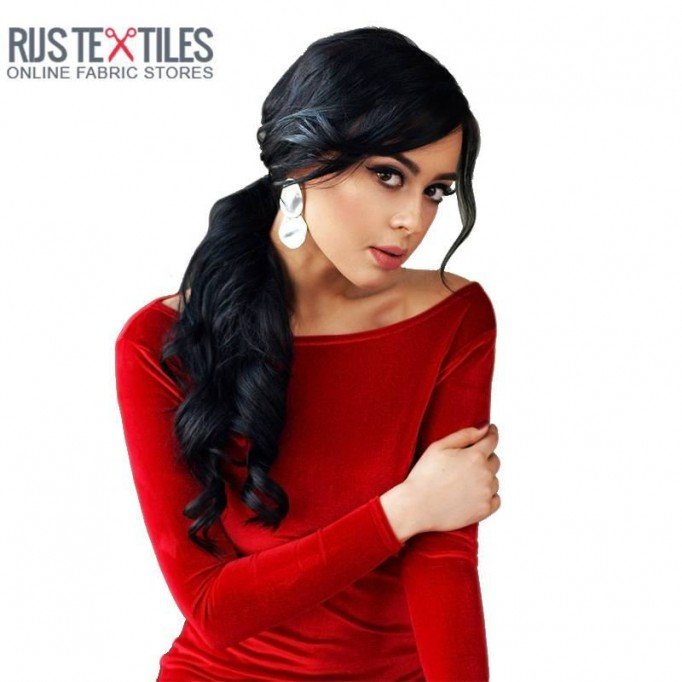 Velours Stretch Stof Rood - (Mode Stoffen)
