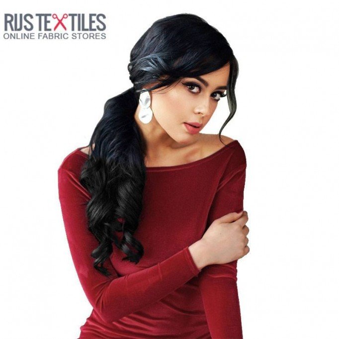 Tessuto Velluto Stretch Rosso Scuro - (Tessuti Moda)