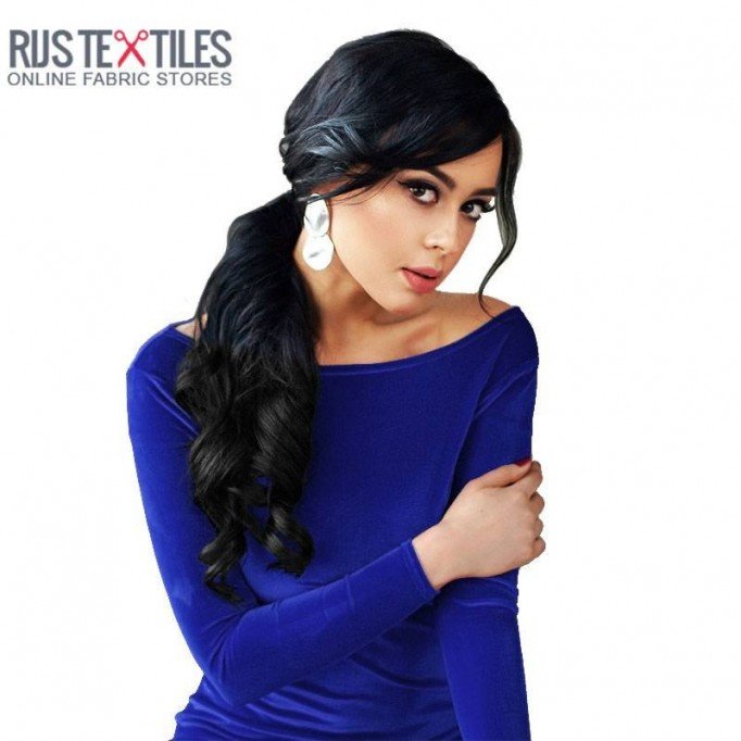 Tissu Velours Élastique Cobalt - (Tissus De Mode)
