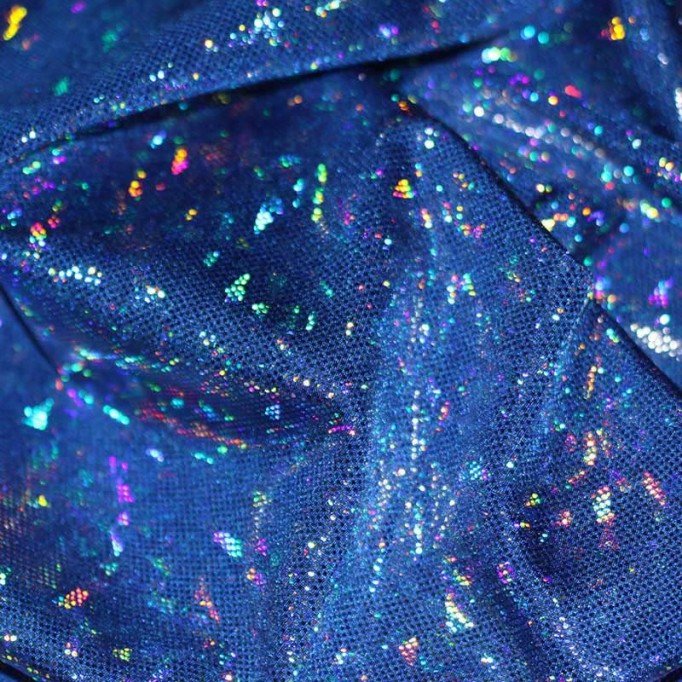 Tissu Hologramme Feuille Cobalt - (Tissu Hologramme )