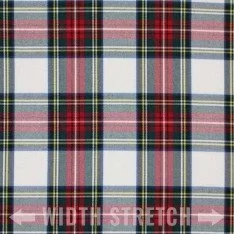 Schotse Ruit Stof Stretch White Stuwart Schotse Ruit Stof Stretch White Stuwart