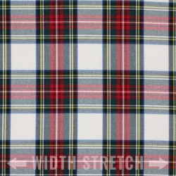 Schotse Ruit Stof Stretch White Stuwart