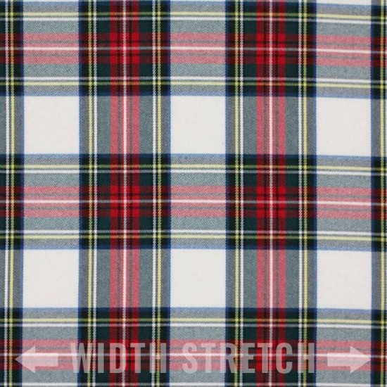 Scottish Tartan Fabric Stretch White Stuwart Scottish Tartan Fabric Stretch White Stuwart