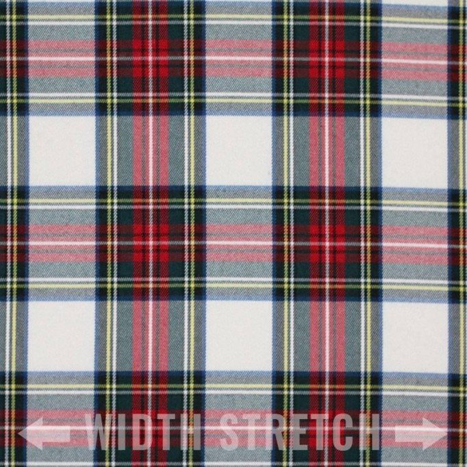 Skotskternet Stof Stretch White Stuwart - (Skotskternet Stof)