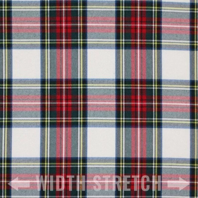 Schotse Ruit Stof Stretch White Stuwart - (Schotse Ruiten Stoffen)