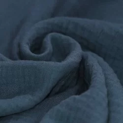 Tessuto Doppia Garza Di Cotone Jeans Scuro Tessuto Doppia Garza Di Cotone Jeans Scuro