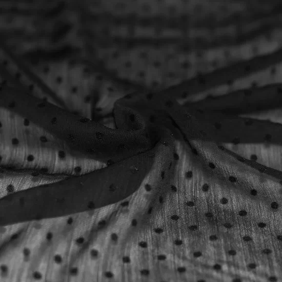 chiffon stoff flock punkt schwarz