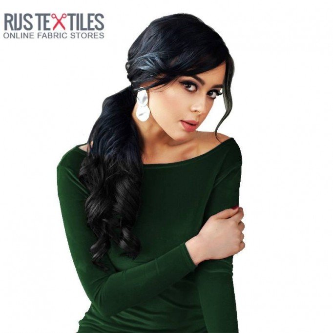 Tessuto Velluto Stretch Verde Scuro - (Tessuti Moda)
