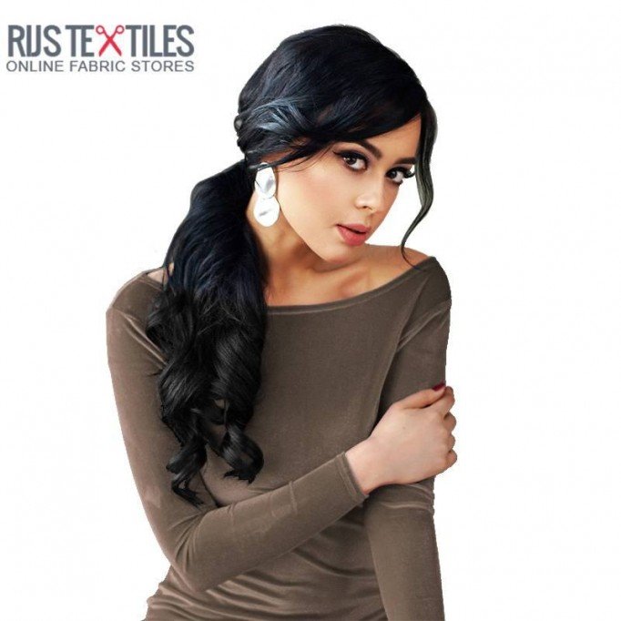 Stretchsamt Stoff Taupe - (Modestoffe)