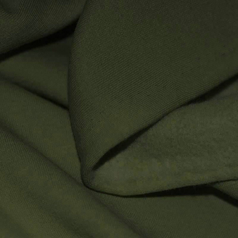 Tessuto Felpa Cotone Verde Militare