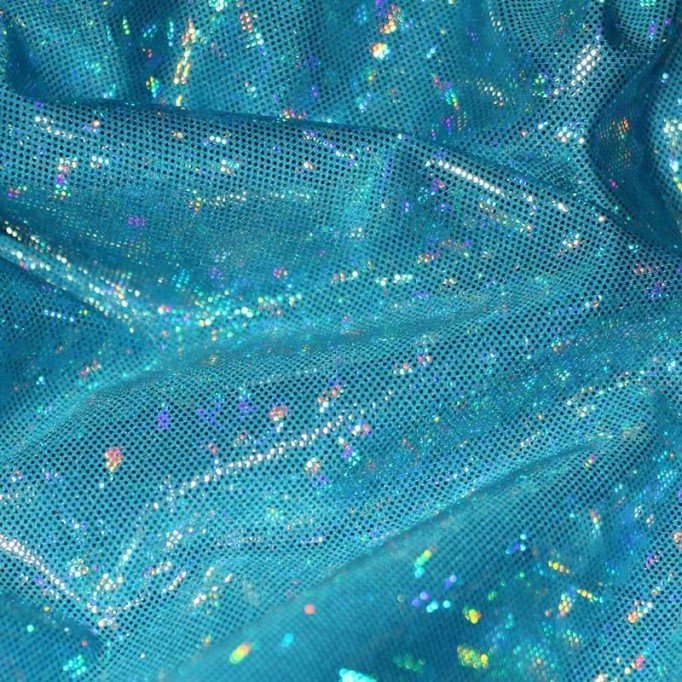 Hologram Stof Glitter Aqua - (Hologram Stoffen)
