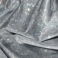 Tissu Hologramme Feuille Gris