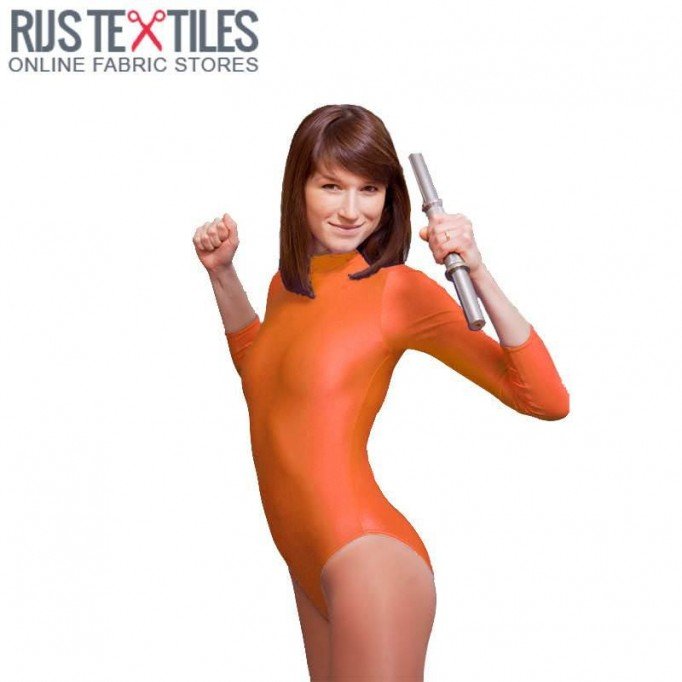 Lycra Stof (Skinnende) Orange - (Lycra Stof Glansfulde)
