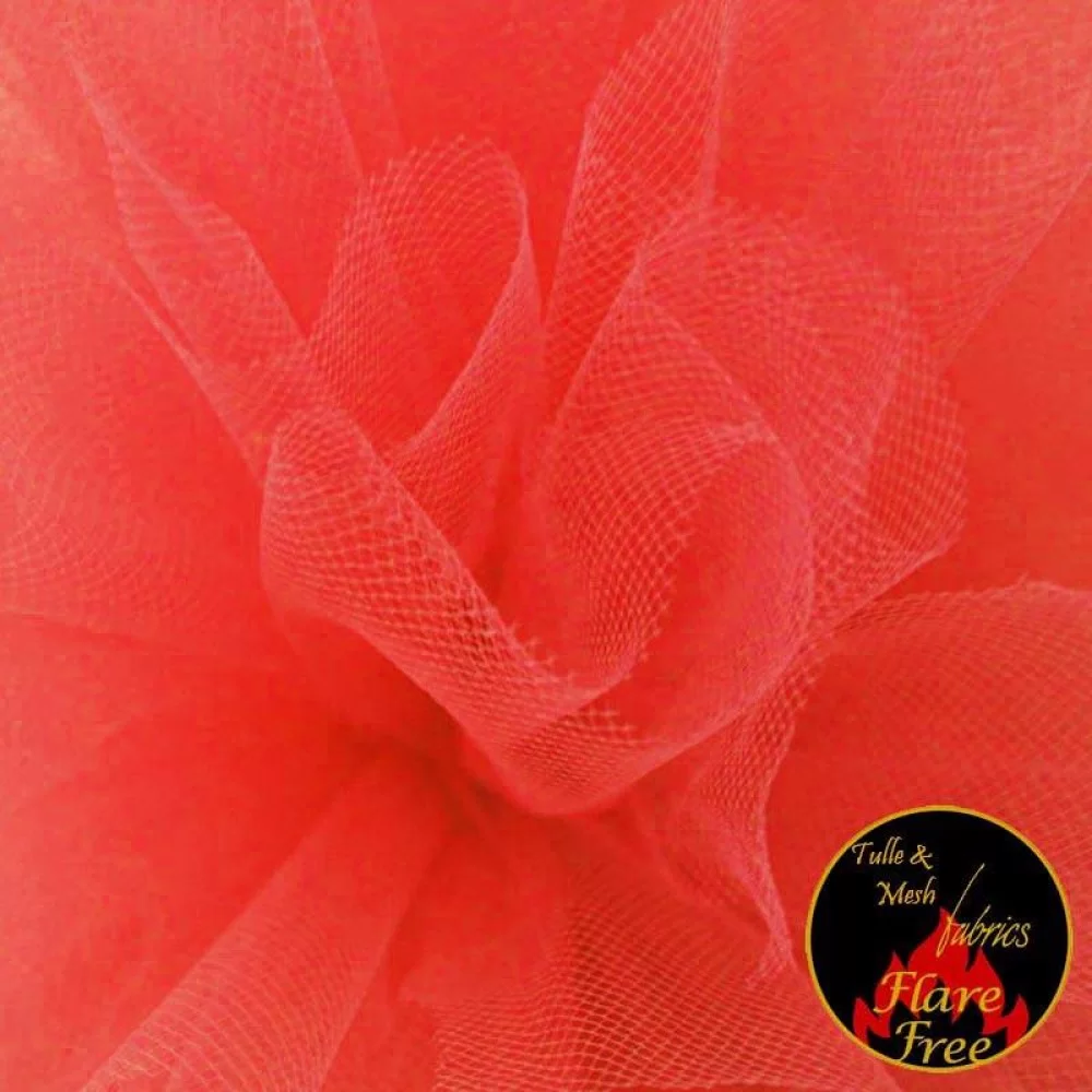 Tule Stof Fluor Mandarijn (Fluorescent Tangerine)