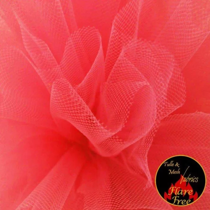 Tkanina Tiul Fluorowy Czerwony (Fluorescent Red) Tkaniny Tiul