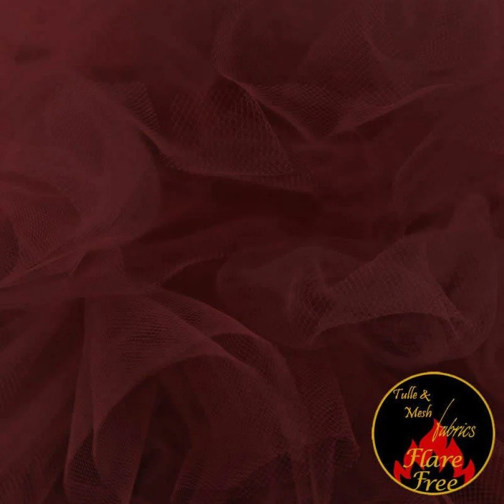 Nuziale Tessuto Tulle Bordeaux (Wine) 300CM Largo
