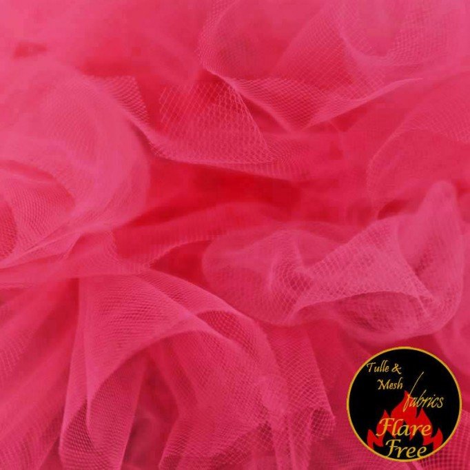 Braut Tüll Stoff Fuchsia (Cherry) 300cm Breit - (Braut Tüll Stoffe 300cm Breit)