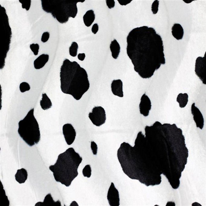 Velboa Vache Noir Blanc  - (Tissu Velboa)
