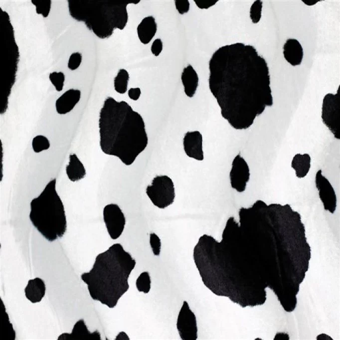 Velboa Vache Noir Blanc  - (Tissu Velboa)