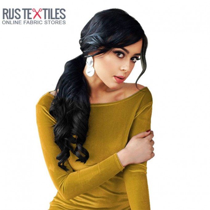 Tessuto Velluto Stretch Ocra - (Tessuto Velluto Stretch)