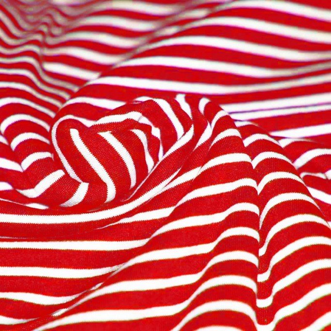 Jersey Righe 6mm Rosso / 3mm Bianco - (Tessuto Strisce Della Jersey)